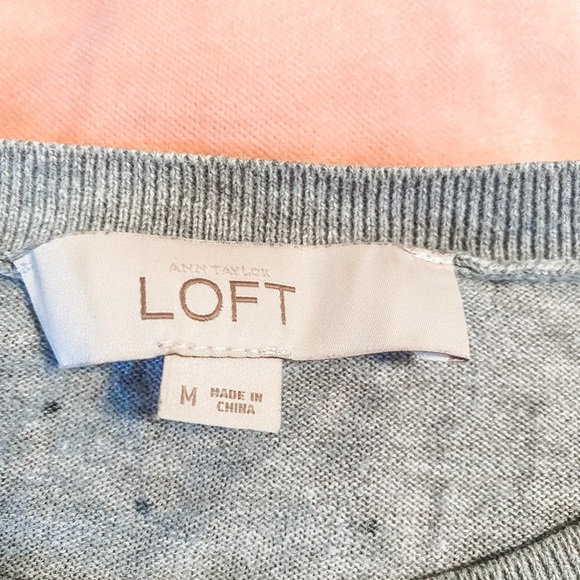 Loft Gray and Black Polka Dot Sweater-sz Med - Picture 4 of 6